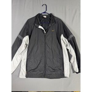 Vintage Nike Men's XL Track Jacket Black White Orange Swoosh FullZip Lightweight